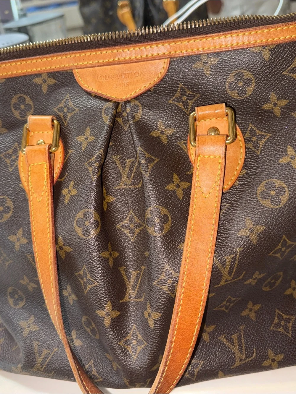 Louis Vuitton Monogram Canvas Tote with Vachetta Trim in Brown and Tan